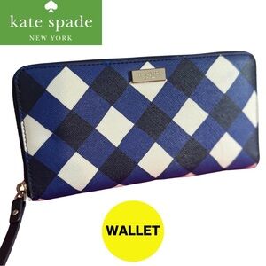 KATE SPADE 💙 Navy Blue & White Checkered Wallet and Wristlet ⭐️ Like NEW